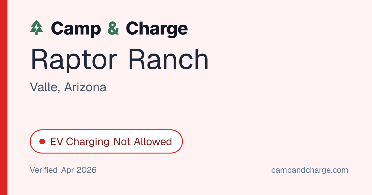 Raptor Ranch - EV Charging Not Allowed in Valle, Arizona | Camp and Charge